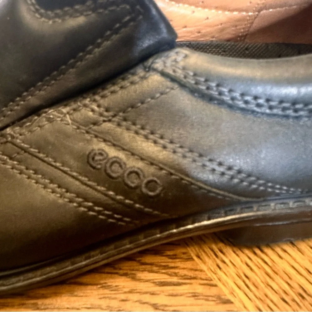 Ecco‎ Mens Loafers Shoes Sz 45 US 11 Black Light Shock Point Slip On Loafers EUC